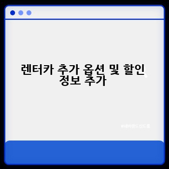 렌터카 추가 옵션 및 할인 정보 추가