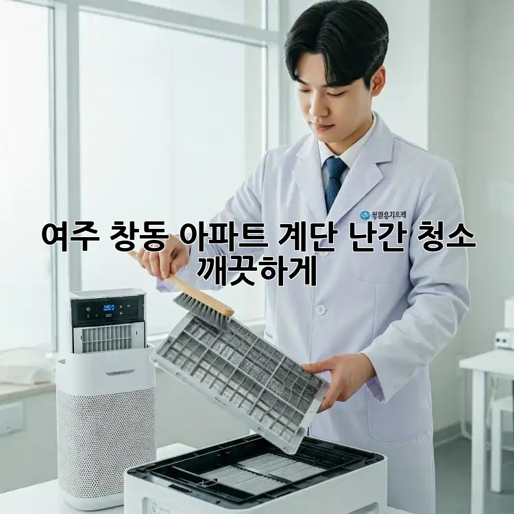 여주 창동 아파트 계단 난간 청소, 깨끗하게!